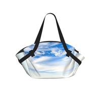 Zcmkjlg Boat Beach Sunrise Time Printed 2-in-1 Picnic Mat and Tote Bag, 94cm Round Foldable Blanket for Outdoor Beach Park