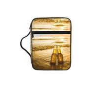 Zcmkjlg Bottles Beer Beach Sunset Time Portable Bible Holder Bag with Front Pocket Practical Christian Bag for Men Women Daily Church Activities