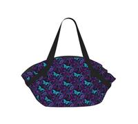 Zcmkjlg Butterfly on beautiful flower Printed 2-in-1 Picnic Mat and Tote Bag, 94cm Round Foldable Blanket for Outdoor Beach Park