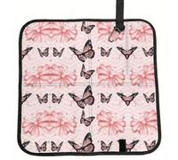 Zcmkjlg Butterfly Pink Printed Foldable Seat Cushion Oxford Fabric, Portable Sitting Pad for Stadium Camping Picnic