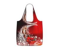 Zcmkjlg Christmas Magic Printed Foldable Shopping Bag, Reusable Tote Bag 25L, Compact Grocery Bag for Travel Commuting