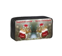 Zcmkjlg Christmas Squirrel Printed Large Capacity Pencil Case, Wide-Opening Pouch, Aesthetic Supply for School Office