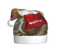 Zcmkjlg Christmas Squirrel Printing Santa Hat For Adult Christmas Caps Unisex Holiday Double Layer Xmas Hat For New Year Party