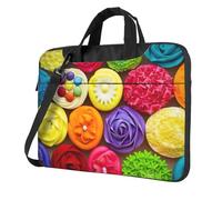 Zcmkjlg Colorful Cupcakes Rainbow Flower Cake Print Travel Laptop Bag Lightweight Case With Luggage Strap Shoulder Briefcase Holiday Gift