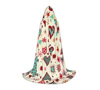Zcmkjlg Colorful Heart Pattern Printing Teen Hooded Cape With Large Hood,Ideal Role Playing Costumes For Stage,Carnival Party Supplies