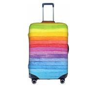 Zcmkjlg Colorful Rainbow Stripe Printing Elastic Suitcase Cover for Travel Business Trips, Dust with Handle Holes,Large Suitcase Cover