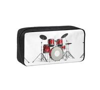 Zcmkjlg Cool Drum Set Printed Large Capacity Pencil Case, Wide-Opening Pouch, Aesthetic Supply for School Office
