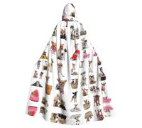 Zcmkjlg Cute Chihuahua Pug Pattern Printing Adult Halloween Hooded Cloak, Theme Parties Cloak For Masquerade