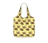 Zcmkjlg Cute sloths on yellow lemons Printed Foldable Shopping Bag, Reusable Tote Bag 25L, Compact Grocery Bag for Travel Commuting