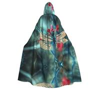 Zcmkjlg Dragonfly On The Flower Printing Adult Halloween Hooded Cloak, Theme Parties Cloak For Masquerade