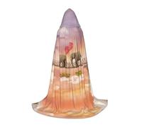 Zcmkjlg Elephant On A Bridge Printing Teen Hooded Cape With Large Hood,Ideal Role Playing Costumes For Stage,Carnival Party Supplies