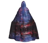 Zcmkjlg Fall Flowers Tree Scenery Printing Adult Halloween Hooded Cloak, Theme Parties Cloak For Masquerade