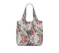 Zcmkjlg Flower Paris Eiffel Tower Printed Foldable Shopping Bag, Reusable Tote Bag 25L, Compact Grocery Bag for Travel Commuting