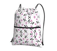 Zcmkjlg girly pink perfume bottle and poodle Print Drawstring Bag with Zipper Pocket, Collapsible Daypack, Adjustable for Camping Festival Outing