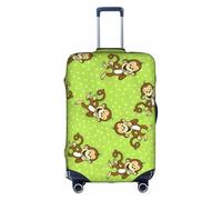 Zcmkjlg Green Clever Monkey Printing Elastic Suitcase Cover for Travel Business Trips, Dust with Handle Holes,Large Suitcase Cover