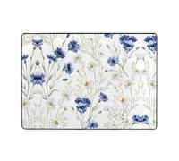 Zcmkjlg Hand Drawn Flower Printing Flannel Carpet 80x58 In, Soft Non Slip Carpet, Living Room Mat,Large Soft Coffee Table Mat