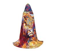Zcmkjlg Highland Cow Printing Teen Hooded Cape With Large Hood,Ideal Role Playing Costumes For Stage,Carnival Party Supplies
