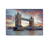 Zcmkjlg Historic Old Tower Bridge London Printing Flannel Carpet 80x58 In, Soft Non Slip Carpet, Living Room Mat,Large Soft Coffee Table Mat