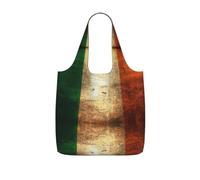 Zcmkjlg Irish Flag Printed Foldable Shopping Bag, Reusable Tote Bag 25L, Compact Grocery Bag for Travel Commuting