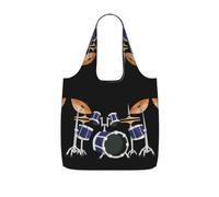 Zcmkjlg Jazz drum Printed Foldable Shopping Bag, Reusable Tote Bag 25L, Compact Grocery Bag for Travel Commuting