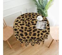 Zcmkjlg Leopard Animal print Print Quick Ship Round Tablecloth 60in Polyester Washable Cover for Dining Room