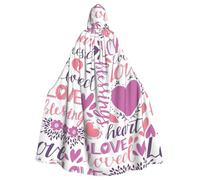 Zcmkjlg Lovely Hearts Printing Adult Halloween Hooded Cloak, Theme Parties Cloak For Masquerade