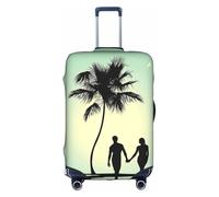 Zcmkjlg Married Couple Walking On The Beach Printing Elastic Suitcase Cover for Travel Business Trips, Dust with Handle Holes,Large Suitcase Cover