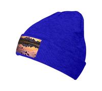 Zcmkjlg Mountain View at Sunrise Printing Winter Beanies for Women Men Knit Hats Gifts Cap Thick Warm for Cold Weather Fashion Accessory Blue