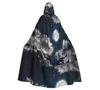 Zcmkjlg Night Sky Full Moon Printing Adult Halloween Hooded Cloak, Theme Parties Cloak For Masquerade