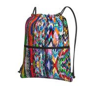 Zcmkjlg Origami Multicolor Papercraft Cranes Print Drawstring Bag with Zipper Pocket, Collapsible Daypack, Adjustable for Camping Festival Outing