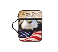 Zcmkjlg Patriotic Bald Eagle with American Flag Portable Bible Holder Bag with Front Pocket Practical Christian Bag for Men Women Daily Church Activities