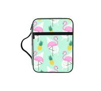 Zcmkjlg Pink Flamingo Pineapples Portable Bible Holder Bag with Front Pocket Practical Christian Bag for Men Women Daily Church Activities