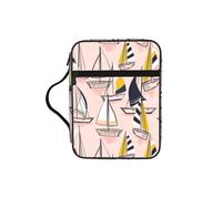 Zcmkjlg Pink Sketch Sailing Portable Bible Holder Bag with Front Pocket Practical Christian Bag for Men Women Daily Church Activities
