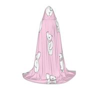 Zcmkjlg Polar Bear Pink Printing Teen Hooded Cape With Large Hood,Ideal Role Playing Costumes For Stage,Carnival Party Supplies