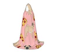 Zcmkjlg Pug Pizza Pink Masquerade Ball Outfit Hooded Cape For Teenagers Witch Vampire Wizard Halloween Party Cosplay