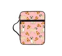 Zcmkjlg Pug Pizza Pink Portable Bible Holder Bag with Front Pocket Practical Christian Bag for Men Women Daily Church Activities