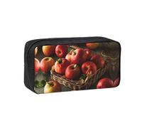 Zcmkjlg Red Fruit in a Basket Printed Large Capacity Pencil Case, Wide-Opening Pouch, Aesthetic Supply for School Office