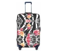 Zcmkjlg Roses Flower Floral Zebra Stripes Printing Elastic Suitcase Cover for Travel Business Trips, Dust with Handle Holes,Large Suitcase Cover