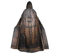 Zcmkjlg Rustic Stall Wooden Door Printing Adult Halloween Hooded Cloak, Theme Parties Cloak For Masquerade