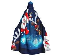 Zcmkjlg Santa Claus And Deer Elk Printing Adult Halloween Hooded Cloak, Theme Parties Cloak For Masquerade