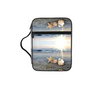 Zcmkjlg Seashells on the Beach Portable Bible Holder Bag with Front Pocket Practical Christian Bag for Men Women Daily Church Activities