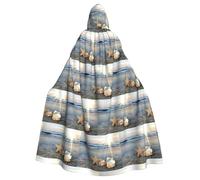 Zcmkjlg Seashells On The Beach Printing Adult Halloween Hooded Cloak, Theme Parties Cloak For Masquerade