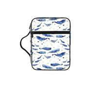 Zcmkjlg Small Blue Whale Swimming Portable Bible Holder Bag with Front Pocket Practical Christian Bag for Men Women Daily Church Activities