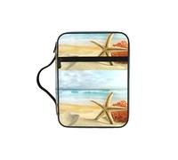 Zcmkjlg Starfish and Coral on Beach Portable Bible Holder Bag with Front Pocket Practical Christian Bag for Men Women Daily Church Activities