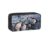 Zcmkjlg Stones Under Ice Printed Large Capacity Pencil Case, Wide-Opening Pouch, Aesthetic Supply for School Office