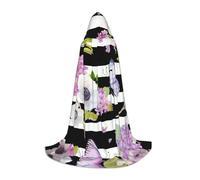 Zcmkjlg Striped Flower Butterfly Printing Teen Hooded Cape With Large Hood,Ideal Role Playing Costumes For Stage,Carnival Party Supplies