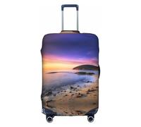 Zcmkjlg Sun The Beach with Pebbles Printing Elastic Suitcase Cover for Travel Business Trips, Dust with Handle Holes,Large Suitcase Cover