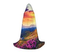 Zcmkjlg Sunset Mountain Flower Masquerade Ball Outfit Hooded Cape For Teenagers Witch Vampire Wizard Halloween Party Cosplay