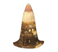 Zcmkjlg Sunset View Printing Teen Hooded Cape With Large Hood,Ideal Role Playing Costumes For Stage,Carnival Party Supplies