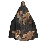 Zcmkjlg World Map Continents Printing Adult Halloween Hooded Cloak, Theme Parties Cloak For Masquerade